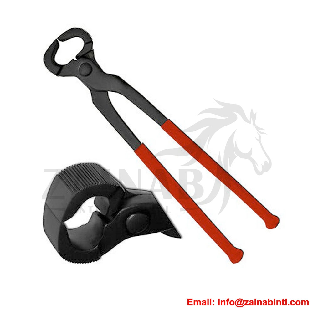 Professional Farrier Pull Off Black Powder Coated & Red Rubber Grip